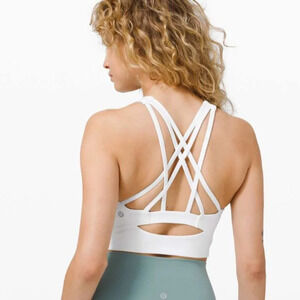 Lululemon Free to be Serene  Bra High Neck Long Line Special Edition White Sz 10